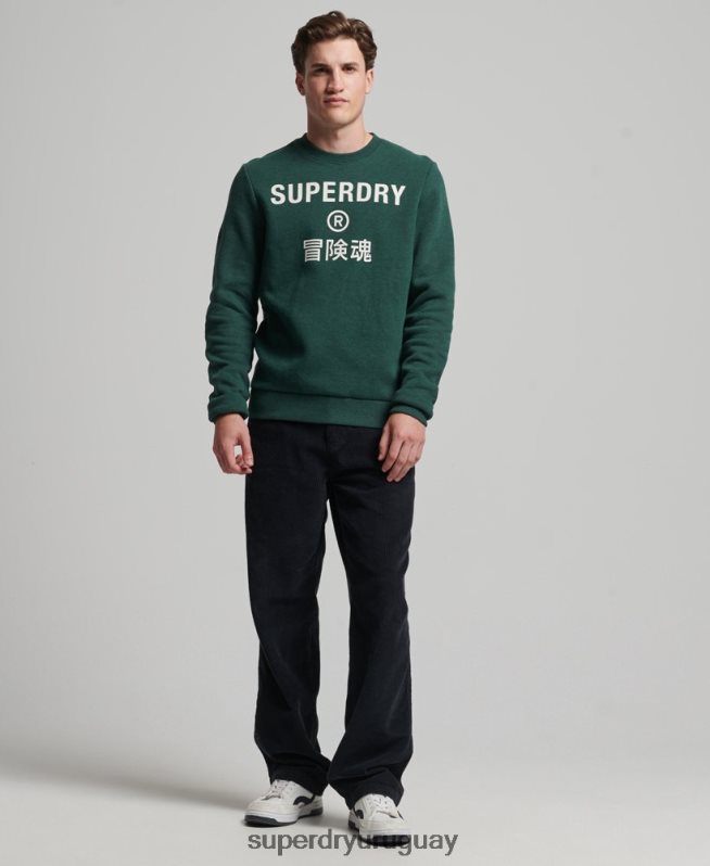 uy Superdry hombres sudadera jaspeada con logo corporativo verde DT2N8Z5102 ropa