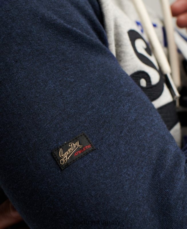 uy Superdry hombres sudadera raglan heritage con logo vintage de algodón orgánico Armada DT2N8Z479 ropa