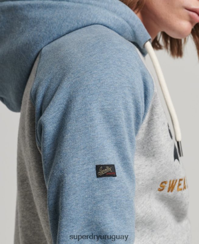 uy Superdry hombres sudadera raglan heritage con logo vintage de algodón orgánico gris DT2N8Z812 ropa