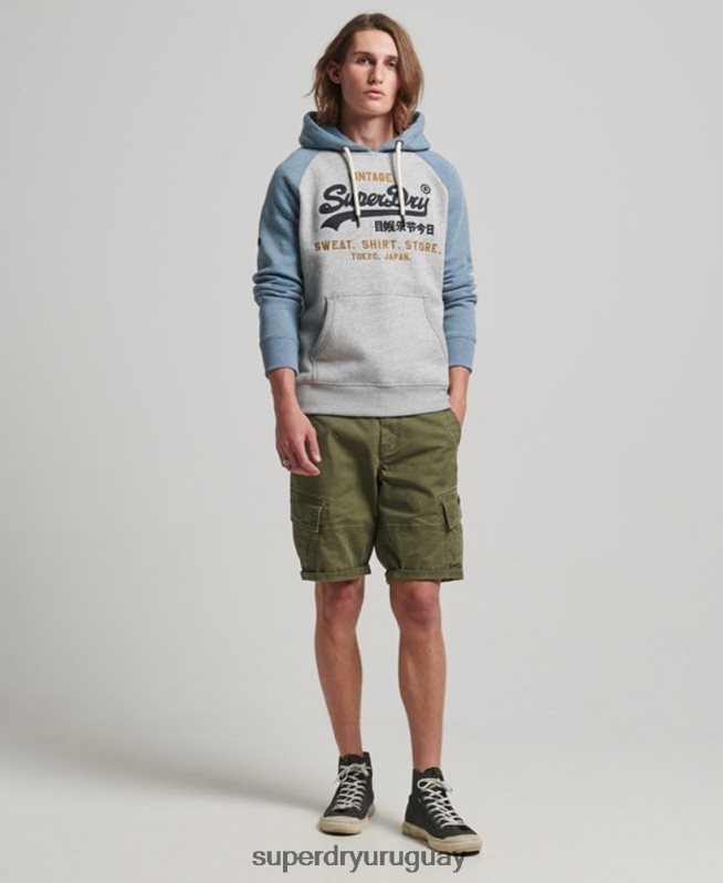 uy Superdry hombres sudadera raglan heritage con logo vintage de algodón orgánico gris DT2N8Z812 ropa