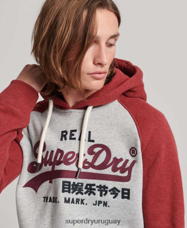 uy Superdry hombres sudadera raglan heritage con logo vintage de algodón orgánico gris claro DT2N8Z486 ropa