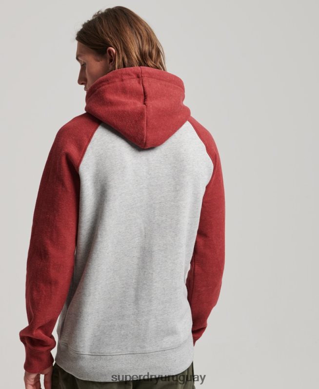 uy Superdry hombres sudadera raglan heritage con logo vintage de algodón orgánico gris claro DT2N8Z486 ropa