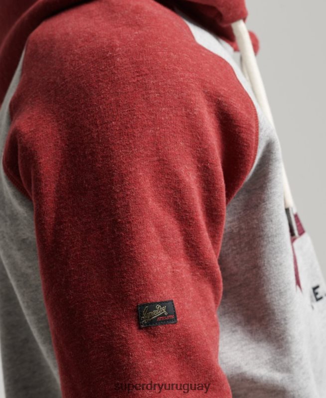 uy Superdry hombres sudadera raglan heritage con logo vintage de algodón orgánico gris claro DT2N8Z486 ropa