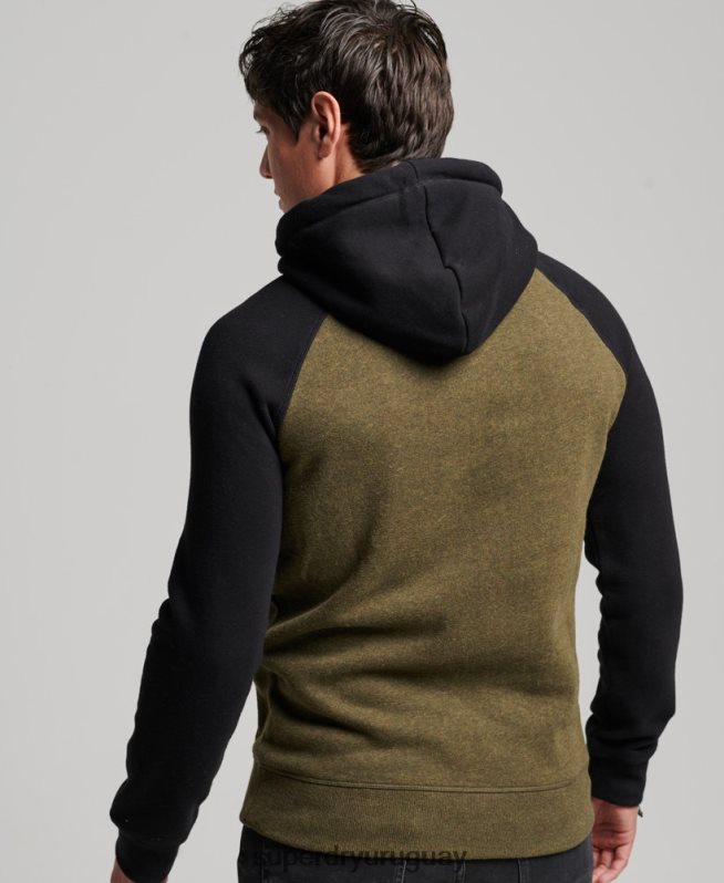 uy Superdry hombres sudadera raglan heritage con logo vintage de algodón orgánico negro DT2N8Z509 ropa
