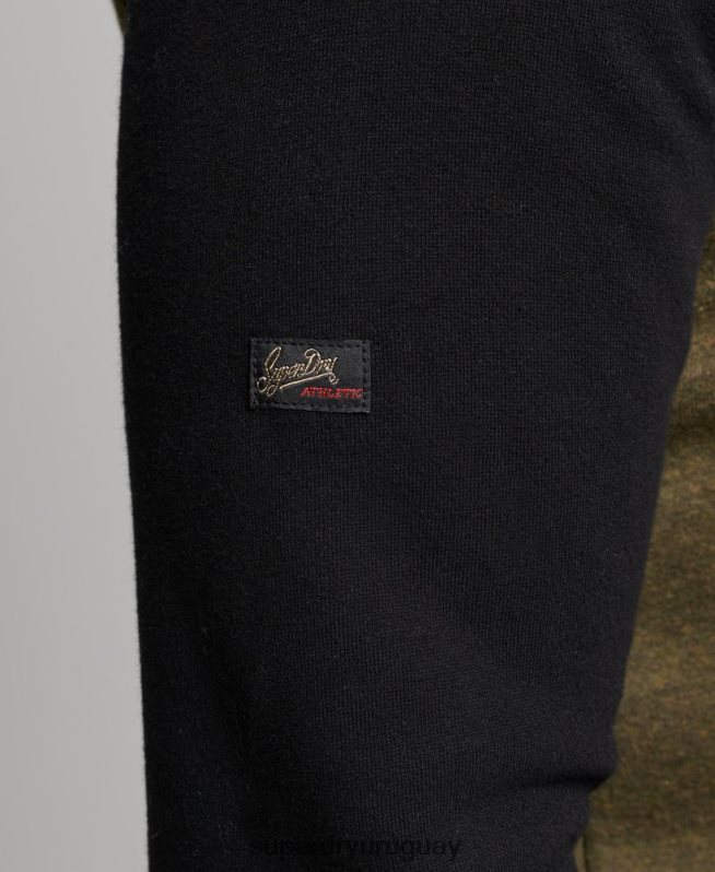 uy Superdry hombres sudadera raglan heritage con logo vintage de algodón orgánico negro DT2N8Z509 ropa
