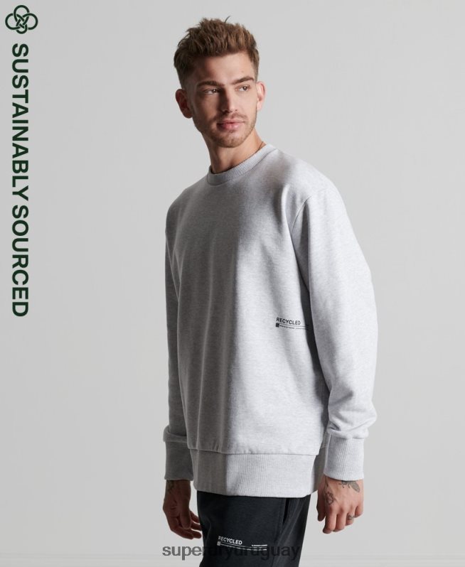 uy Superdry hombres sudadera reciclada micro mid crew gris claro DT2N8Z890 ropa