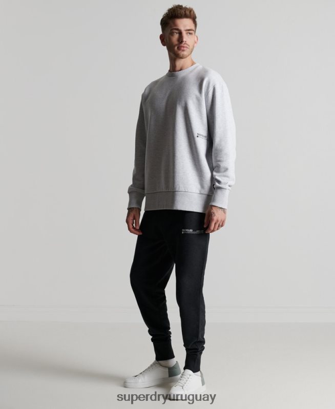 uy Superdry hombres sudadera reciclada micro mid crew gris claro DT2N8Z890 ropa