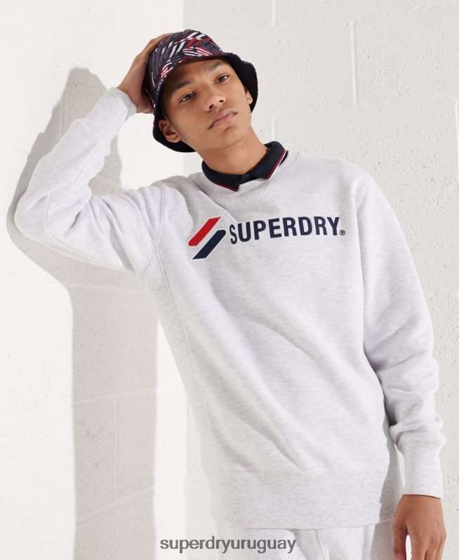 uy Superdry hombres sudadera sportstyle con aplique gris claro DT2N8Z5108 ropa