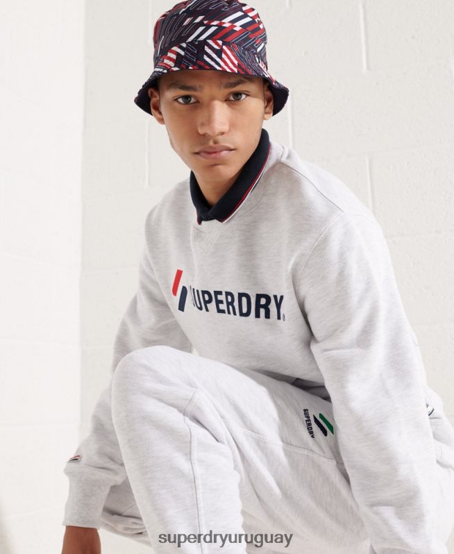 uy Superdry hombres sudadera sportstyle con aplique gris claro DT2N8Z5108 ropa