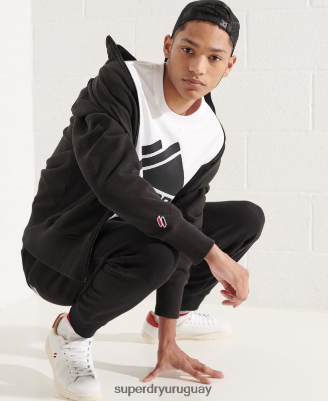 uy Superdry hombres sudadera sportstyle esencial negro DT2N8Z872 ropa