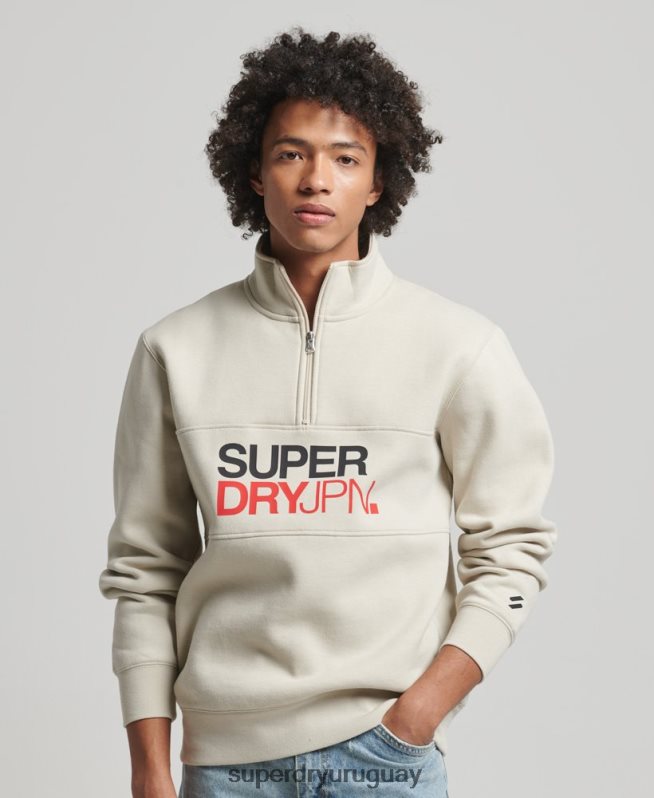 uy Superdry hombres sudadera sportswear con media cremallera beige DT2N8Z726 ropa