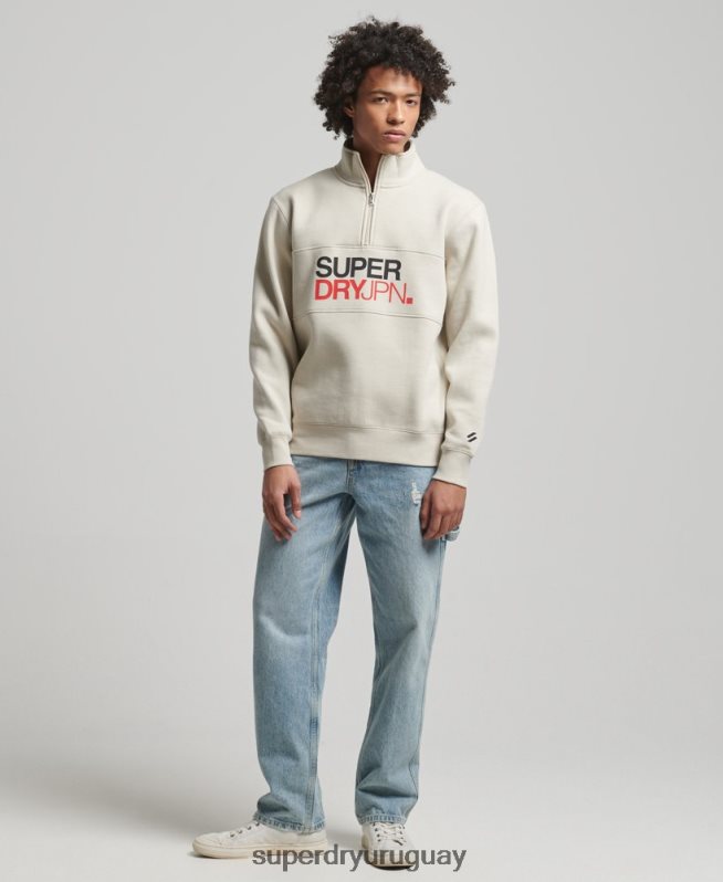 uy Superdry hombres sudadera sportswear con media cremallera beige DT2N8Z726 ropa