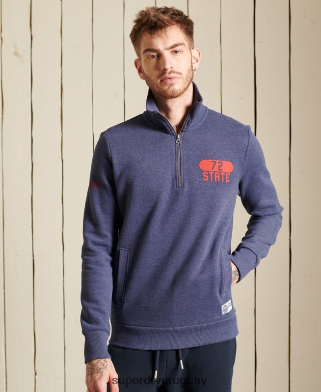 uy Superdry hombres sudadera track & field con media cremallera azul DT2N8Z823 ropa