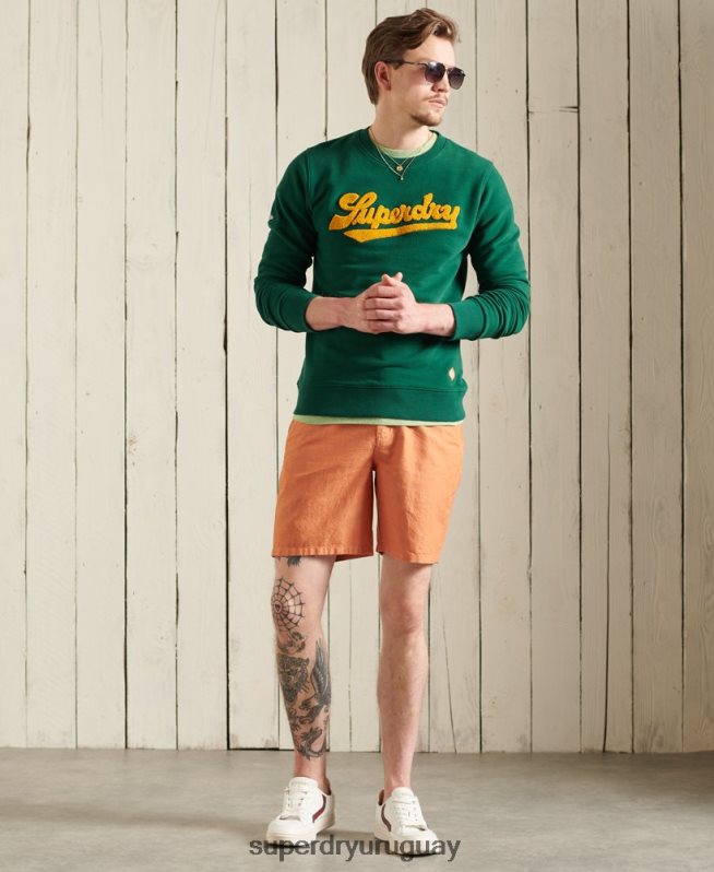uy Superdry hombres sudadera universitaria de chenilla de edición limitada verde DT2N8Z868 ropa