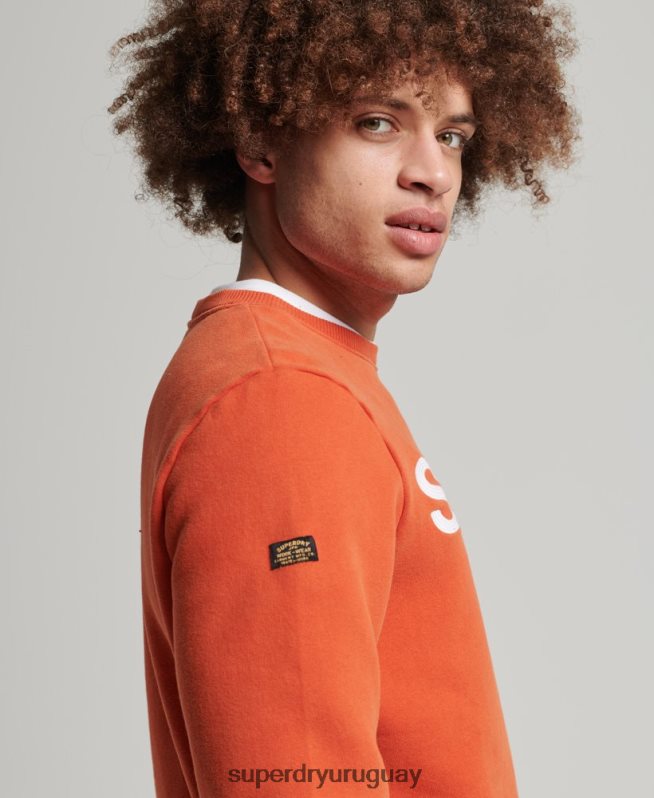 uy Superdry hombres sudadera vintage clásica con cuello redondo naranja DT2N8Z5143 ropa