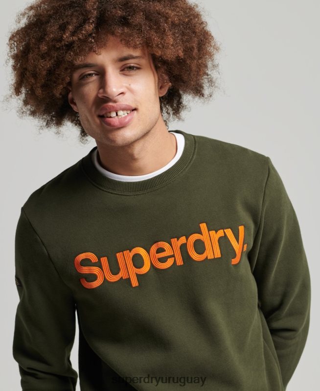 uy Superdry hombres sudadera vintage clásica con cuello redondo verde DT2N8Z5149 ropa