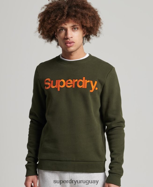 uy Superdry hombres sudadera vintage clásica con cuello redondo verde DT2N8Z5149 ropa