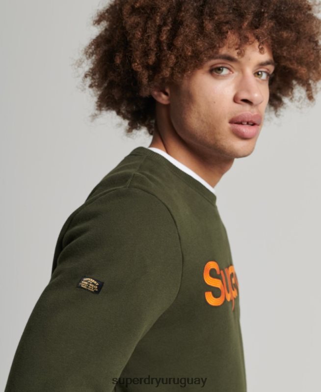 uy Superdry hombres sudadera vintage clásica con cuello redondo verde DT2N8Z5149 ropa