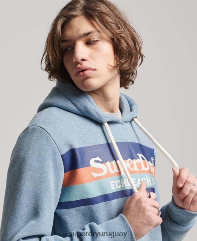 uy Superdry hombres sudadera vintage con capucha azul claro DT2N8Z735 ropa