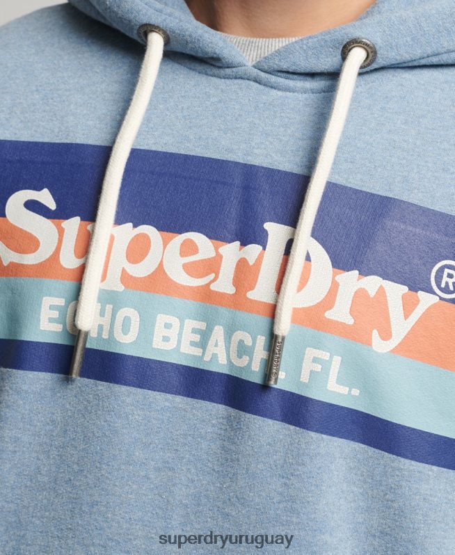 uy Superdry hombres sudadera vintage con capucha azul claro DT2N8Z735 ropa