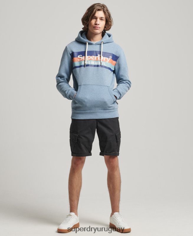 uy Superdry hombres sudadera vintage con capucha azul claro DT2N8Z735 ropa
