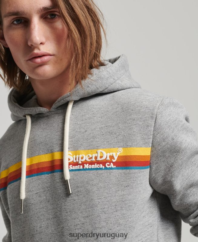 uy Superdry hombres sudadera vintage con capucha gris DT2N8Z505 ropa