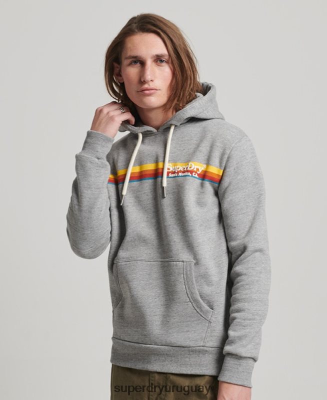 uy Superdry hombres sudadera vintage con capucha gris DT2N8Z505 ropa
