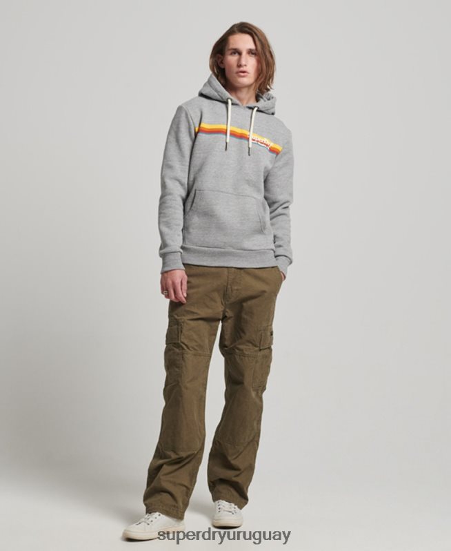 uy Superdry hombres sudadera vintage con capucha gris DT2N8Z505 ropa