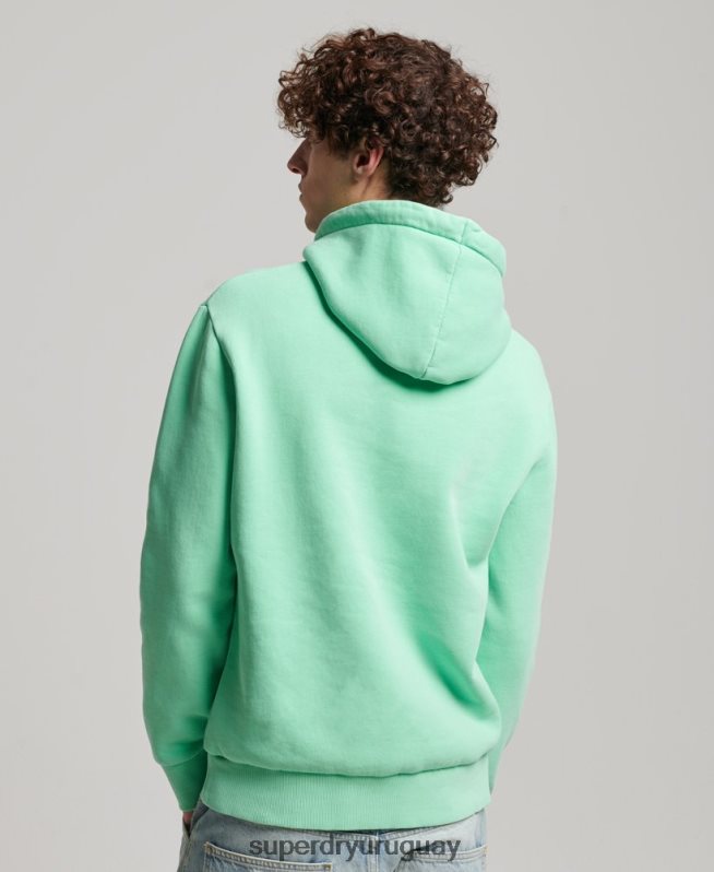 uy Superdry hombres sudadera vintage con capucha neon verde DT2N8Z681 ropa