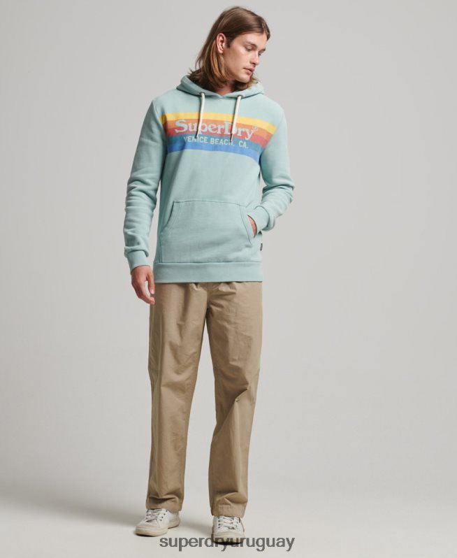 uy Superdry hombres sudadera vintage con capucha verde DT2N8Z631 ropa