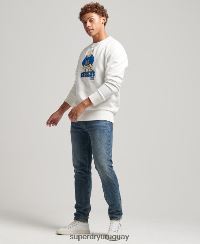 uy Superdry hombres sudadera vintage con cuello redondo crema DT2N8Z5090 ropa