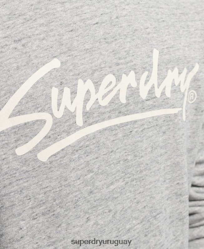 uy Superdry hombres sudadera vintage con cuello redondo gris DT2N8Z5019 ropa