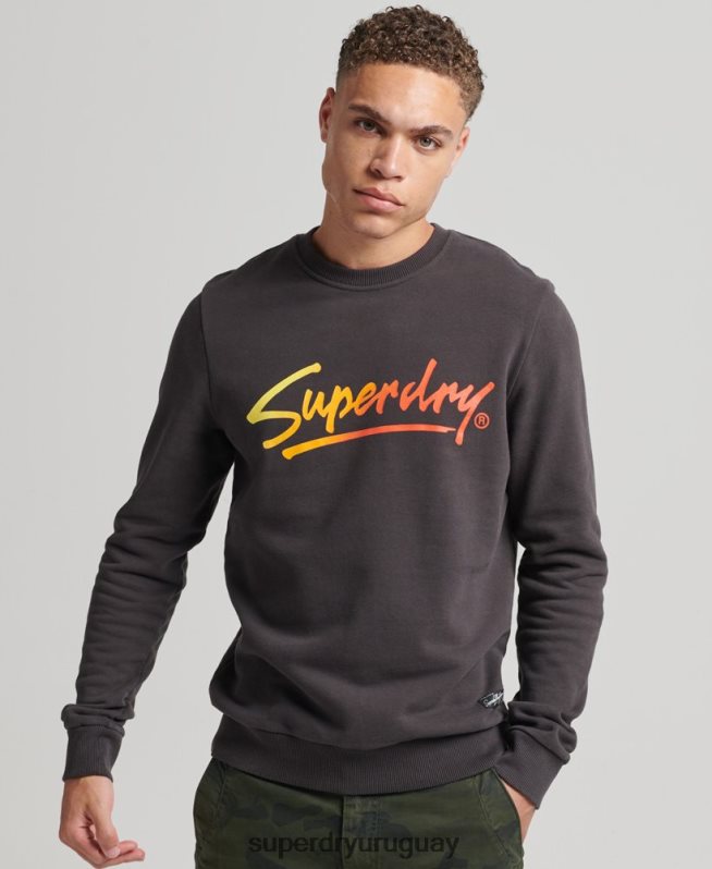 uy Superdry hombres sudadera vintage con cuello redondo marrón DT2N8Z5088 ropa