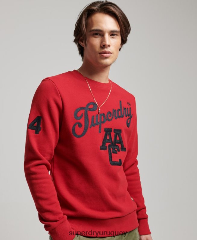 uy Superdry hombres sudadera vintage con cuello redondo rojo DT2N8Z549 ropa