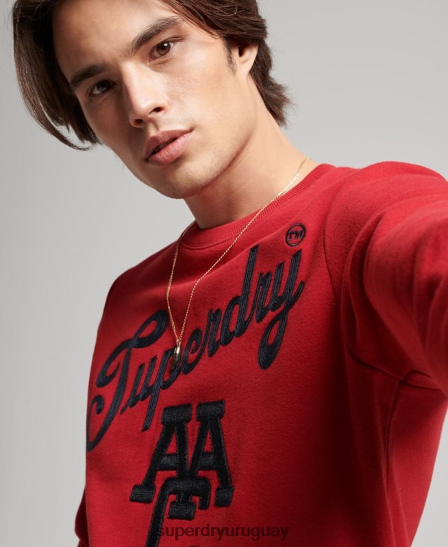 uy Superdry hombres sudadera vintage con cuello redondo rojo DT2N8Z549 ropa