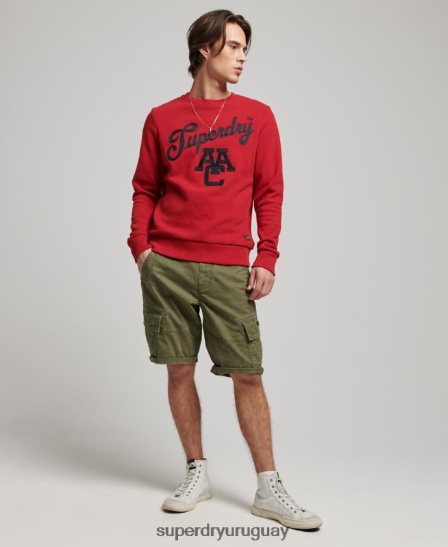 uy Superdry hombres sudadera vintage con cuello redondo rojo DT2N8Z549 ropa