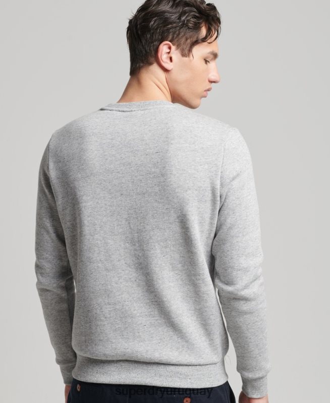 uy Superdry hombres sudadera vintage con logo de interés gris DT2N8Z742 ropa