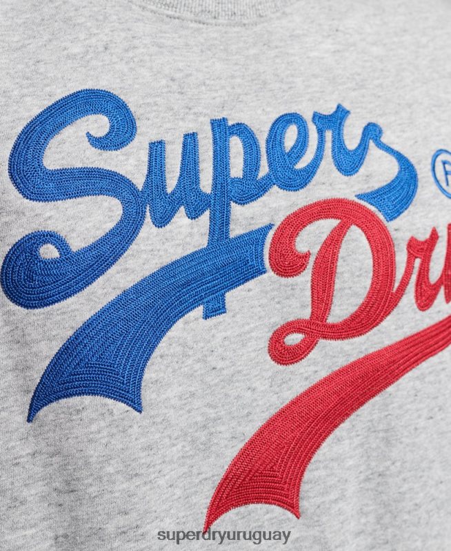 uy Superdry hombres sudadera vintage con logo de interés gris DT2N8Z742 ropa