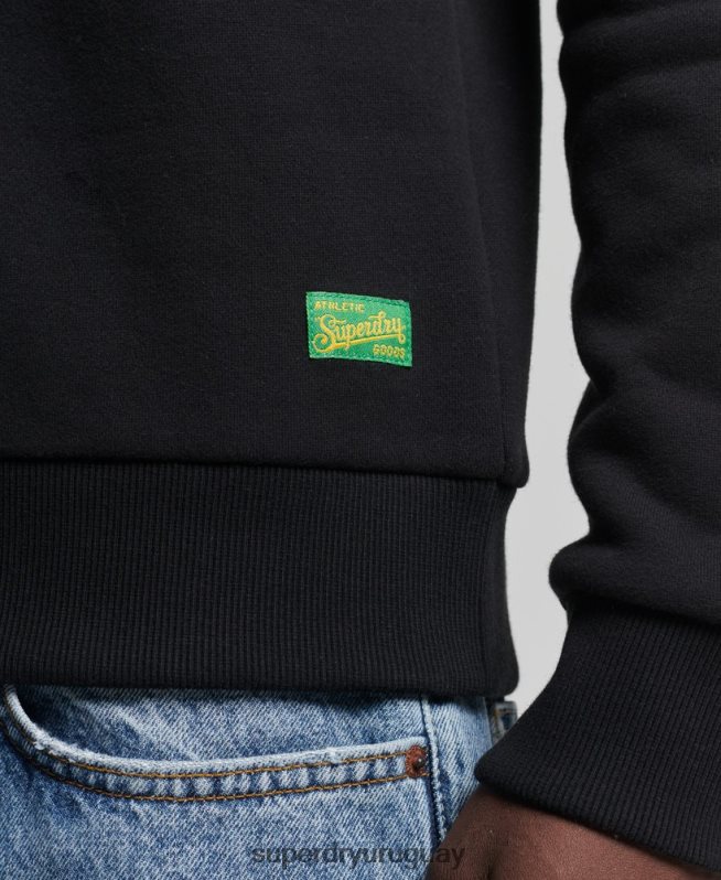 uy Superdry hombres sudadera vintage con logo de interés negro DT2N8Z740 ropa