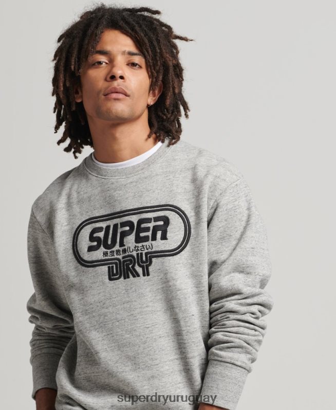 uy Superdry hombres sudadera vintage con logo de juego de los 90 gris DT2N8Z5058 ropa