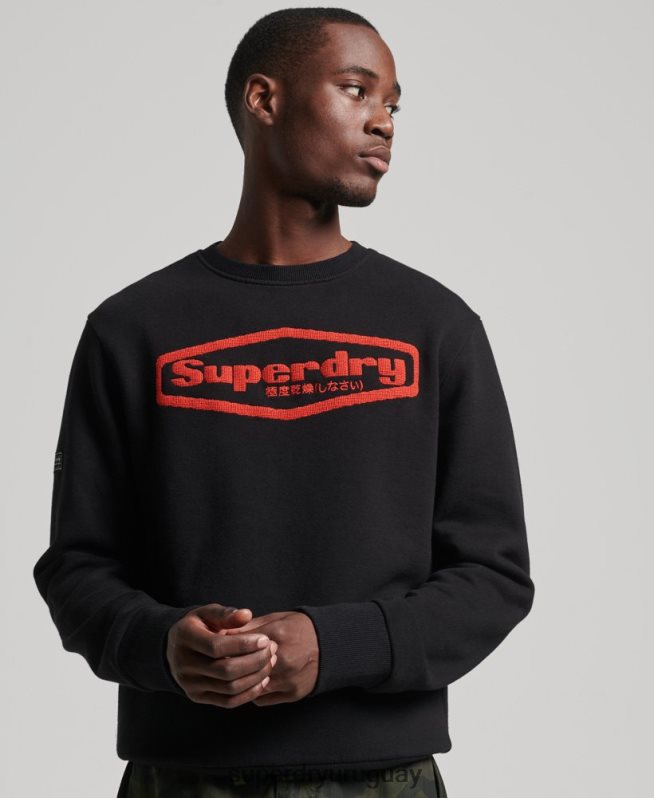 uy Superdry hombres sudadera vintage con logo de juego de los 90 negro DT2N8Z5074 ropa