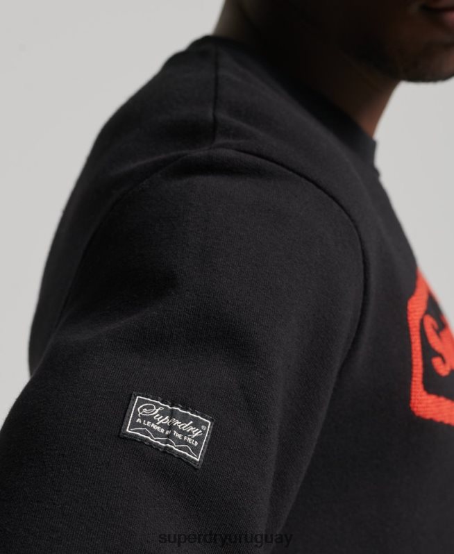 uy Superdry hombres sudadera vintage con logo de juego de los 90 negro DT2N8Z5074 ropa