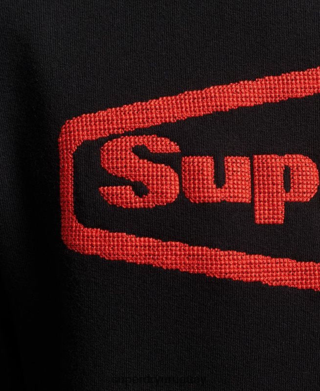 uy Superdry hombres sudadera vintage con logo de juego de los 90 negro DT2N8Z5074 ropa