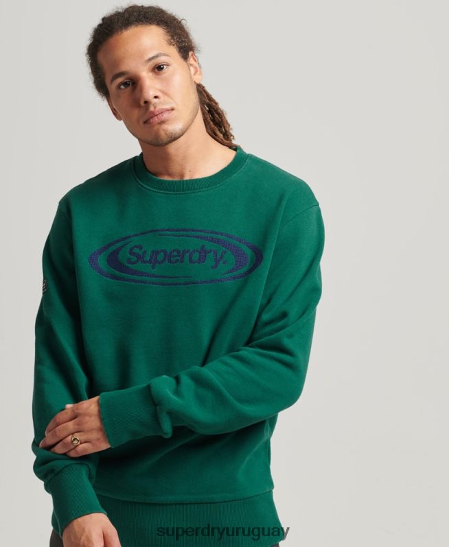 uy Superdry hombres sudadera vintage con logo de juego de los 90 verde DT2N8Z785 ropa
