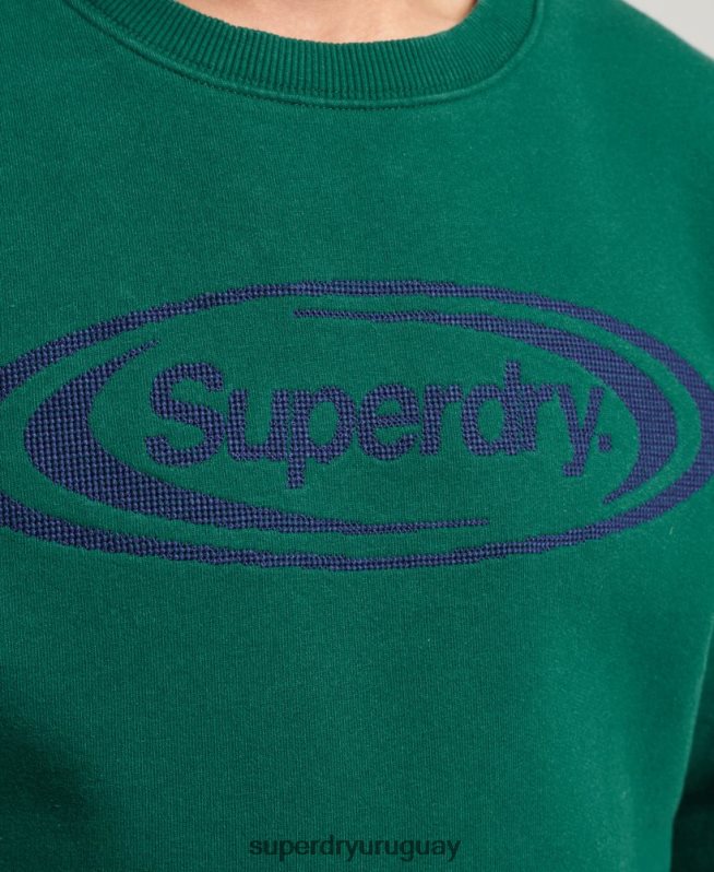uy Superdry hombres sudadera vintage con logo de juego de los 90 verde DT2N8Z785 ropa