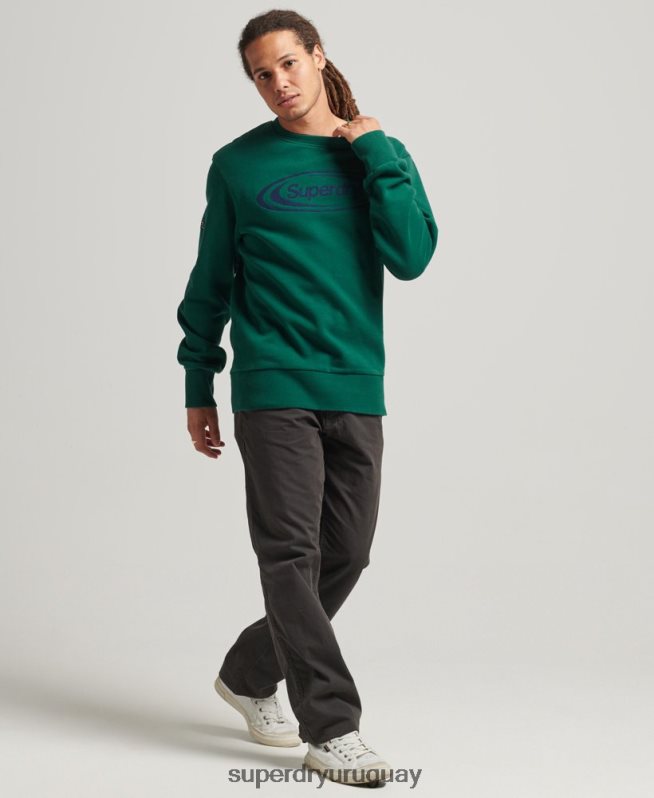 uy Superdry hombres sudadera vintage con logo de juego de los 90 verde DT2N8Z785 ropa