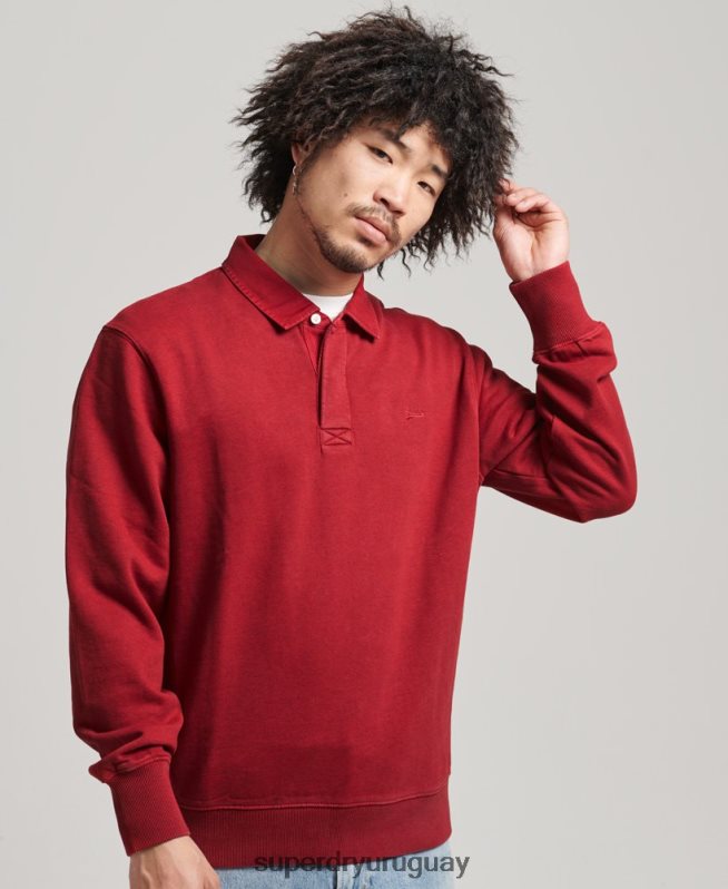 uy Superdry hombres sudadera vintage de rugby rojo DT2N8Z769 ropa