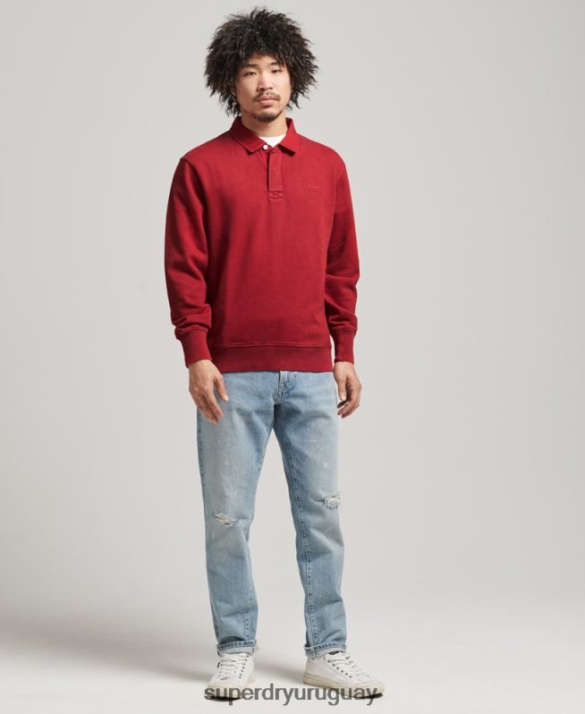 uy Superdry hombres sudadera vintage de rugby rojo DT2N8Z769 ropa