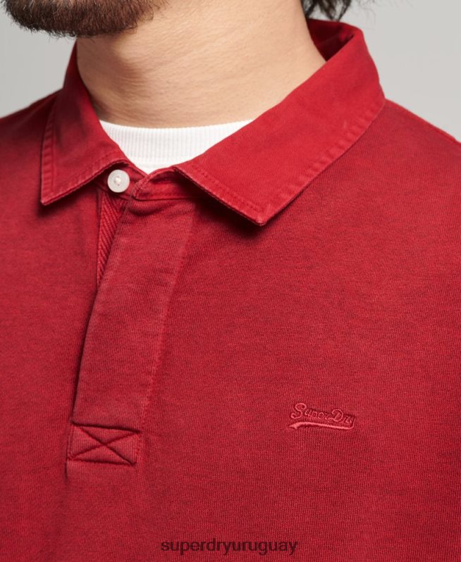 uy Superdry hombres sudadera vintage de rugby rojo DT2N8Z769 ropa