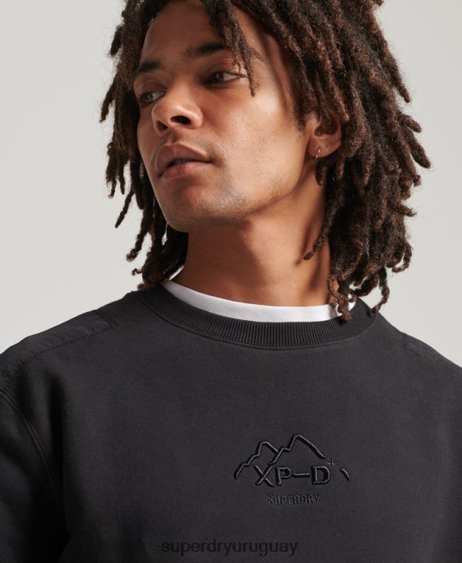 uy Superdry hombres sudadera xp-d con mezcla de tejidos híbridos negro DT2N8Z794 ropa
